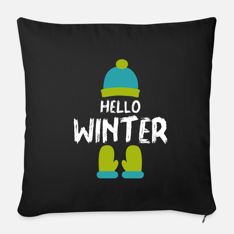 Winter Mütze Handschuhe - Sofakissenbezug 45 x 45 cm - Schwarz