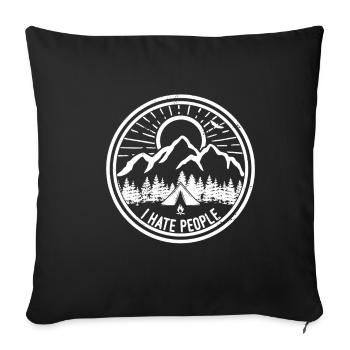 I love camping hiking hate people - Sofa pillowcase 17,3'' x 17,3'' (45 x 45 cm) - black - Front