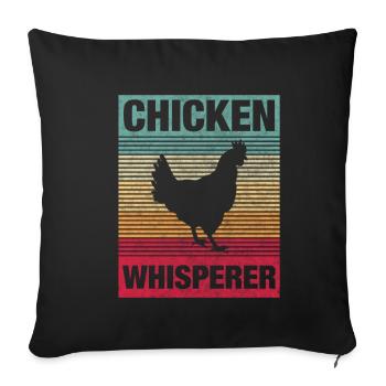 poulet chuchoteur vintage rétro - Housse de coussin décorative 45 x 45 cm - noir - Devant