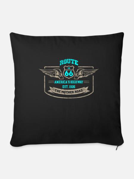 Route 66 America´s Highway - Sofakissenbezug 45 x 45 cm - Schwarz