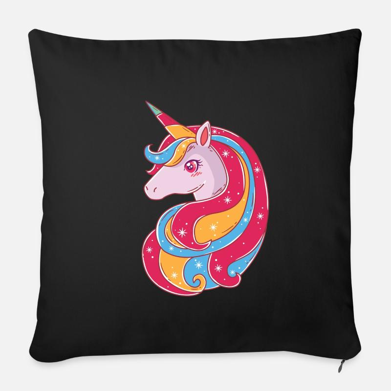 Belle licorne - Housse de coussin décorative 45 x 45 cm - noir