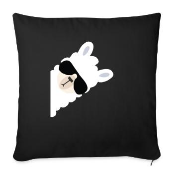 Alpaka Lama T-Shirt lustige mit Sonnenbrille - Sofakissenbezug 45 x 45 cm - Schwarz - Vorne