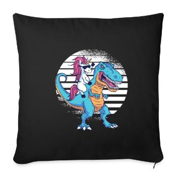 Licorne sur Dino T-Shirt Cadeau Dinosaure Trex - Housse de coussin décorative 45 x 45 cm - noir - Devant