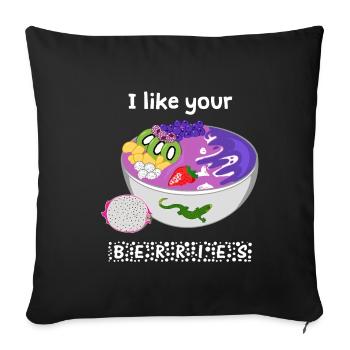 Smoothie Bowl - I like your berries white - Sofa pillowcase 17,3'' x 17,3'' (45 x 45 cm) - black - Front