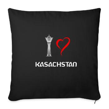 J'aime le Kazakhstan Astana Bayterek cadeau - Housse de coussin décorative 45 x 45 cm - noir - Devant
