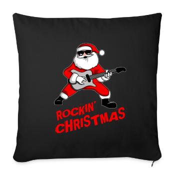 Rock n Roll Santa Christmas Christmas Guitar Gift - Housse de coussin décorative 45 x 45 cm - noir - Devant