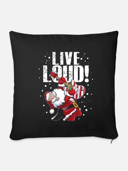 Rockender Weihnachtsmann E-Guitarre - Sofakissenbezug 45 x 45 cm - Schwarz