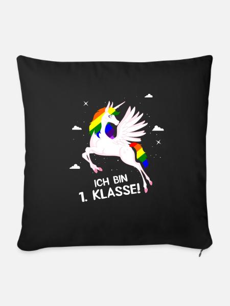 1. Klasse Einhorn - Sofakissenbezug 45 x 45 cm - Schwarz