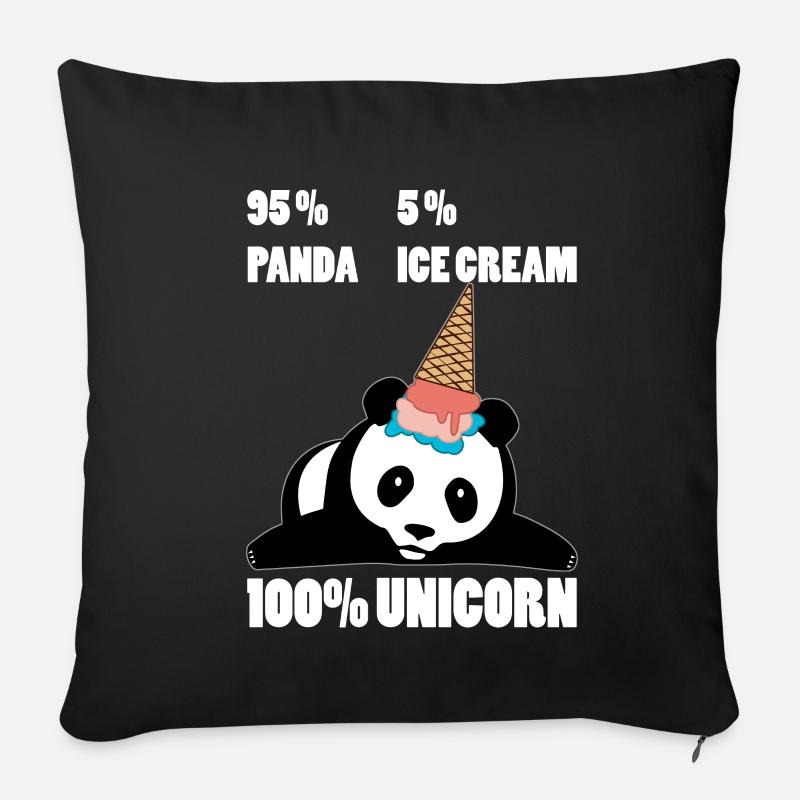 Panda Panda Licorne cadeau idée cadeau - Housse de coussin décorative 45 x 45 cm - noir