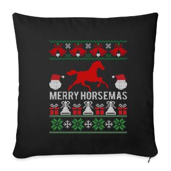 Joyeux Noël chevaux - Housse de coussin décorative 45 x 45 cm - noir - Devant