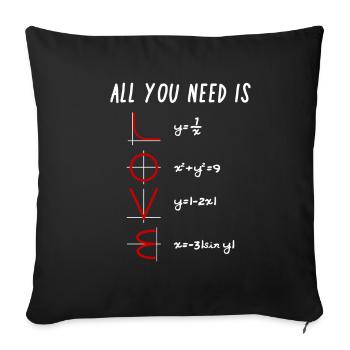 All you need is love math equations - Sofa pillowcase 17,3'' x 17,3'' (45 x 45 cm) - black - Front