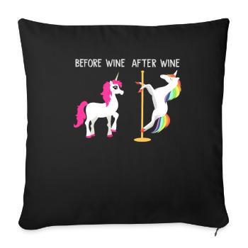Betrunkenes Strippendes Einhorn Wein - Sofakissenbezug 45 x 45 cm - Schwarz - Vorne