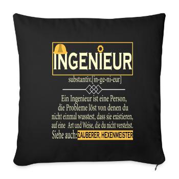 Ingeniuer Definition - Sofa pillowcase 17,3'' x 17,3'' (45 x 45 cm) - black - Front