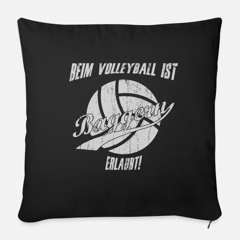 Volleyball Baggern Lustig Humor Spruch - Sofakissenbezug 45 x 45 cm - Schwarz