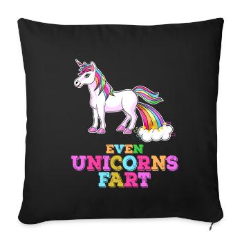 Pet licorne arc-en-ciel cheval fille pups pyjama - Housse de coussin décorative 45 x 45 cm - noir - Devant