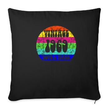Vintage 1969 Hippie Peace Born Vintage Born - Sofa pillowcase 17,3'' x 17,3'' (45 x 45 cm) - black - Front