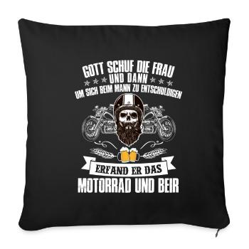 God created the beer & motorcycle - Sofa pillowcase 17,3'' x 17,3'' (45 x 45 cm) - black - Front