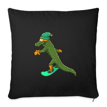 Crocodile Snowboard Gift Snowboarder Kids - Sofa pillowcase 17,3'' x 17,3'' (45 x 45 cm) - black - Front