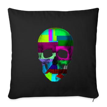 Chemise de tête de mort colorée pour hommes et femmes - Housse de coussin décorative 45 x 45 cm - noir - Devant
