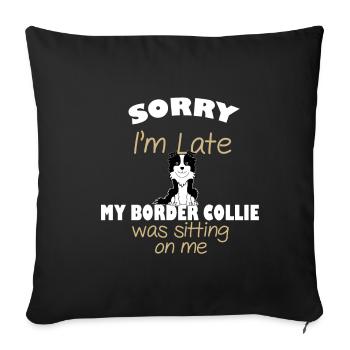 border collie - Housse de coussin décorative 45 x 45 cm - noir - Devant