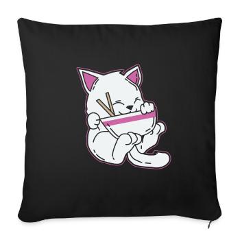 Japan Anime T-Shirt Geschenk Manga Katzen pop - Sofakissenbezug 45 x 45 cm - Schwarz - Vorne