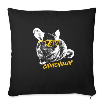 Cadeau de hamster animal glacé Chinchilla - Housse de coussin décorative 45 x 45 cm - noir - Devant