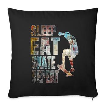 Skate skateboard - patin - patineur - garçon de skate - Housse de coussin décorative 45 x 45 cm - noir - Devant