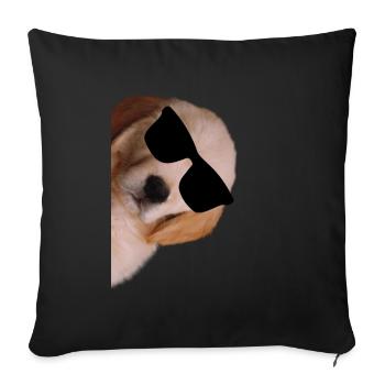 Retriever doré avec des lunettes de soleil - Housse de coussin décorative 45 x 45 cm - noir - Devant
