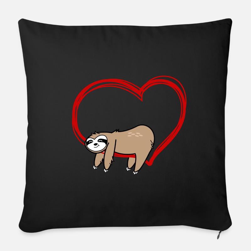Faultier Herz Geschenk - Sofakissenbezug 45 x 45 cm - Schwarz