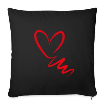 Heart in red - Sofa pillowcase 17,3'' x 17,3'' (45 x 45 cm) - black - Front