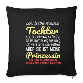 J'aime ma fille princesse - Housse de coussin décorative 45 x 45 cm - noir - Devant