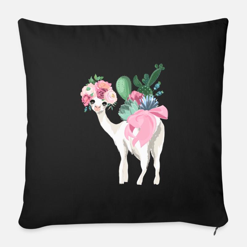 hello Lama - Sofakissenbezug 45 x 45 cm - Schwarz