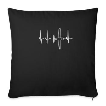 Herzschlag Flugzeug EKG - Sofakissenbezug 45 x 45 cm - Schwarz - Vorne