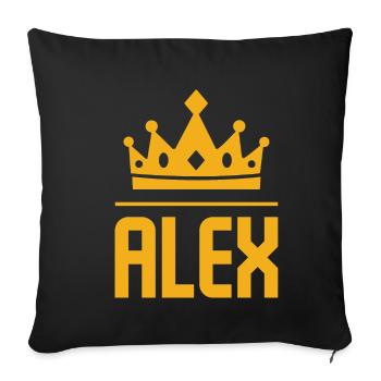 King Alex King Alexander Gift Crown Alex Alex - Sofa pillowcase 17,3'' x 17,3'' (45 x 45 cm) - black - Front