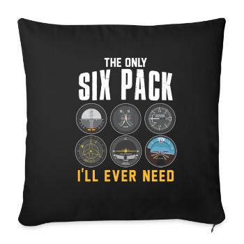 Six Pack Pilot Flugzeug - Sofakissenbezug 45 x 45 cm - Schwarz - Vorne