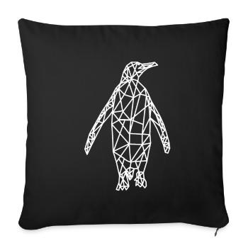 Pingouin géométrie géométrique animal - Housse de coussin décorative 45 x 45 cm - noir - Devant