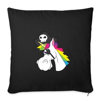 Pansement cheval licorne arc-en-ciel caraïbes - Housse de coussin décorative 45 x 45 cm - noir - Devant
