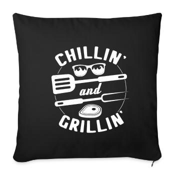 BBQ Barbecue Griller Barbecue Grill BBQ season Chill out - Sofa pillowcase 17,3'' x 17,3'' (45 x 45 cm) - black - Front
