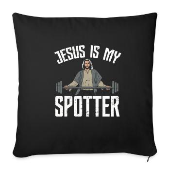 Jesus is my spotter Christ Catholic Evangelical - Sofa pillowcase 17,3'' x 17,3'' (45 x 45 cm) - black - Front
