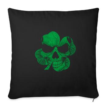 Crâne de Shamrock cadeau de la Saint-Patrick - Housse de coussin décorative 45 x 45 cm - noir - Devant