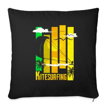 Kitesurfing - Sofa pillowcase 17,3'' x 17,3'' (45 x 45 cm) - black - Front