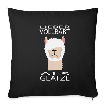 Alpaka - Lieber Vollbart als Glatze - Sofakissenbezug 45 x 45 cm - Schwarz - Vorne