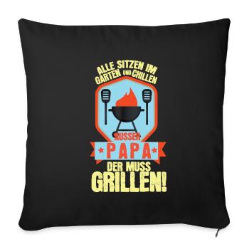 Tout le monde s’assois dans le jardin, sauf papa, - Housse de coussin décorative 45 x 45 cm - noir - Devant