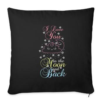 Je t'aime jusqu'à la lune et retour - Housse de coussin décorative 45 x 45 cm - noir - Devant