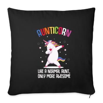 Einhorn Tante Aunticorn Bunt Pink lustig Geschenk - Sofakissenbezug 45 x 45 cm - Schwarz - Vorne