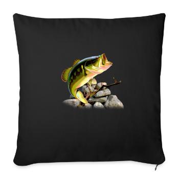 Angler fishing fishing fish - Sofa pillowcase 17,3'' x 17,3'' (45 x 45 cm) - black - Front