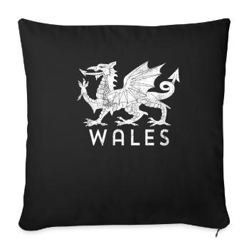 Beunruhigtes Waliser-Flaggenprodukt | Wales Designs - Sofakissenbezug 45 x 45 cm - Schwarz - Vorne
