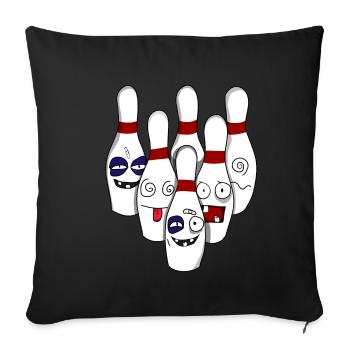 Destroyed bowling bowling ball cones skittles - Sofa pillowcase 17,3'' x 17,3'' (45 x 45 cm) - black - Front