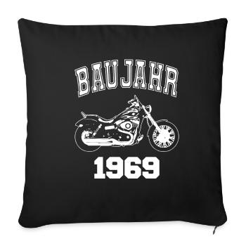 Année 1969 motocycliste - Housse de coussin décorative 45 x 45 cm - noir - Devant