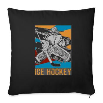 Hockey sur glace rondelle de hockey sur glace - Housse de coussin décorative 45 x 45 cm - noir - Devant